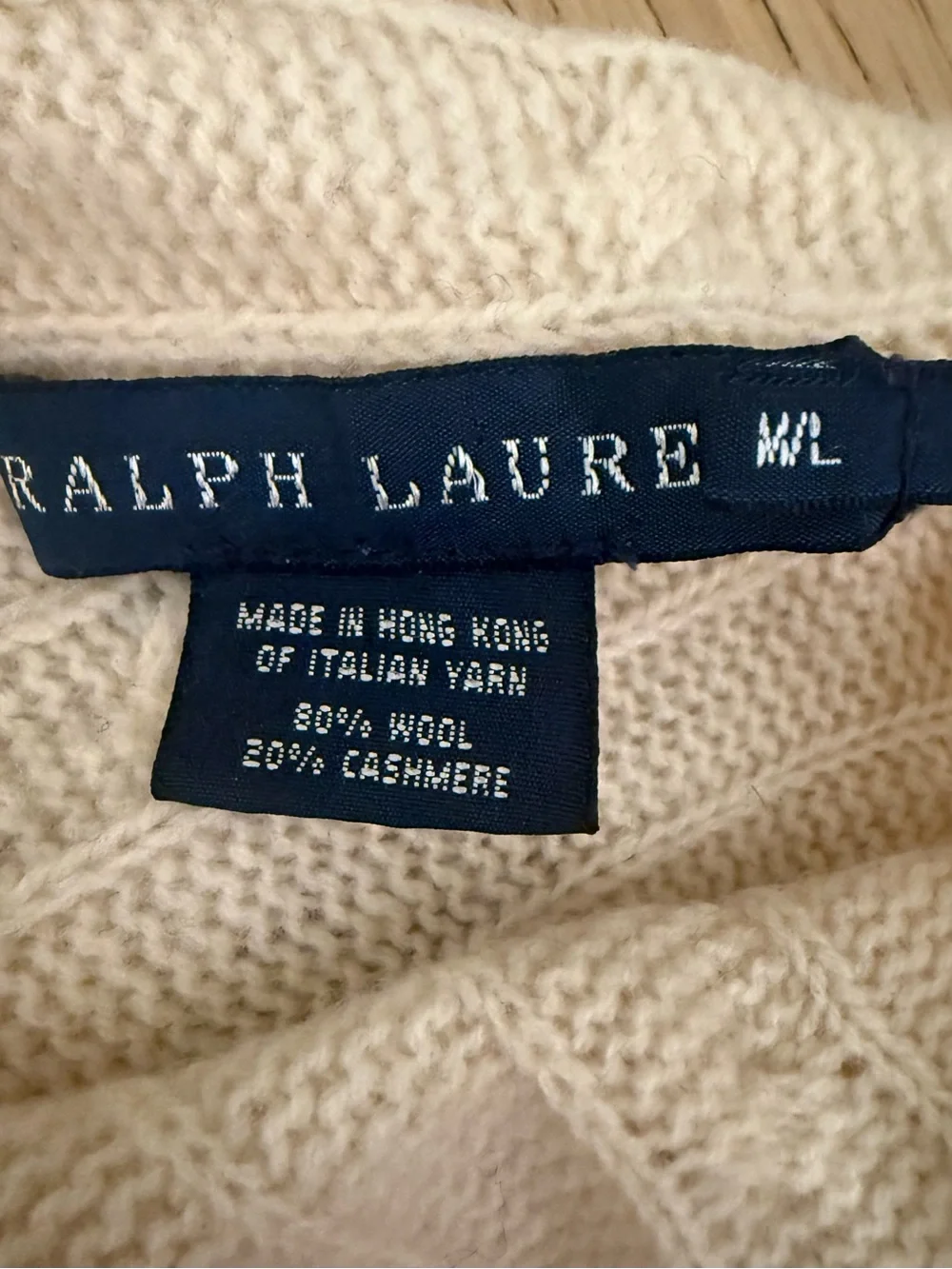 Ralph Lauren Cream Cable-Knit Draped Open Front Cardigan